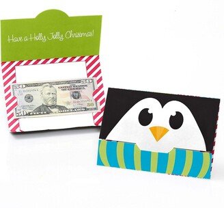 Big Dot Of Happiness Holly Jolly Penguin - Holiday & Christmas Money and Gift Card Holders - Set of 8
