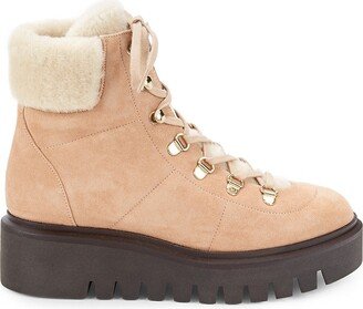 Chalet Suede & Faux Fur Trim Combat Boots