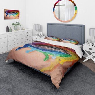 Designart 'Close Up Eye With Cry Colors In A Wheel Arround' Modern Duvet Cover Set