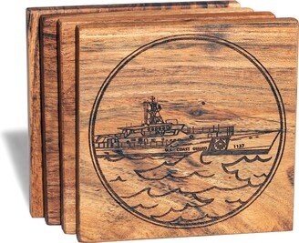 United States Coast Guard Sentinel Class Coaster Set - Gifts For Military Ideas Retirement Home Accessories Men Service Member