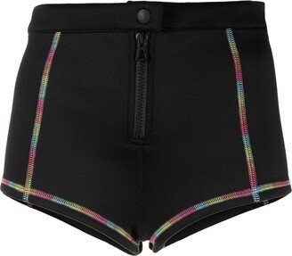 Rainbow-Stitched Logo-Print Surf Shorts