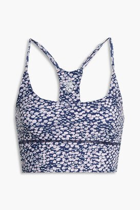 Floral-print stretch sports bra