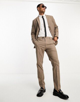 slim fit commuter suit pants in light brown