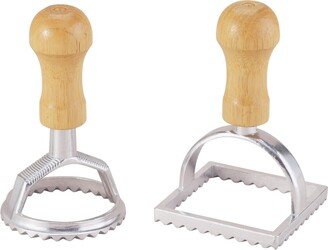 Fante's 1 Each Fluted Round and Square Stamp Ravioli Maker Stamps, 2, The Italian Market Original since 1906 - Tan, Silver