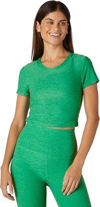 Featherweight Perspective Cropped Tee (Green Grass Heather) Women's Clothing