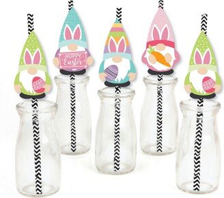 Big Dot Of Happiness Easter Gnomes - Spring Bunny Party Striped Decorative Paper Straws - Set of 24