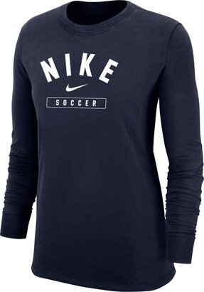 Women's Swoosh Soccer Long-Sleeve T-Shirt in Blue-AA