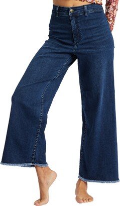 Free Fall Fray Hem Stretch Wide Leg Jeans