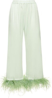 Party viscose pajama pants w/feathers