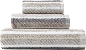 3pc Ocean Bay Striped Bath Towel Set Gray