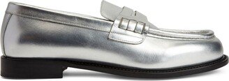 Euro metallic-effect leather loafer