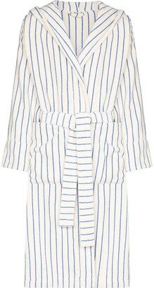 Striped Belted Hooded Bathrobe