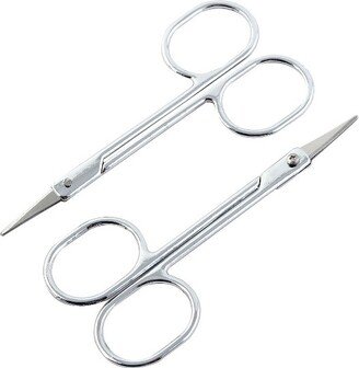 Unique Bargains Trimming Eyebrow Hair Curved Edge Scissors Silver Tone 2