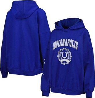 Women's Royal Indianapolis Colts Becca Drop Shoulder Pullover Hoodie