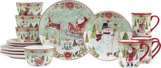 Joy of Christmas 16 Piece Dinnerware Set, Service for 4, Multicolor