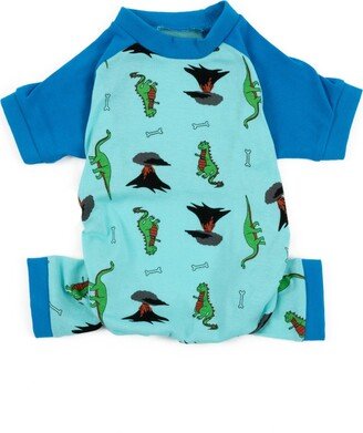 Leveret Dog Cotton Pajama Dinosaur Blue