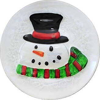 Tabletop Snowman Glass Plate - One Plate 10. Inches - Christmas Carrot Nose - Tc01320 - Glass - Multicolored