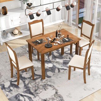 TOSWIN Elegant 5-Piece Wood Dining Set with Upholstered Chairs