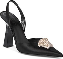 Women's Crystal La Medusa Satin Slingback Pumps