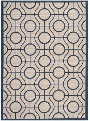 Courtyard Beige and Navy 6'7 x 9'6 Sisal Weave Outdoor Area Rug - Beige / Na