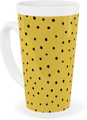 Mugs: Minimal Dots - Abstract Rain Drops - Black And Yellow Tall Latte Mug, 17Oz, Yellow