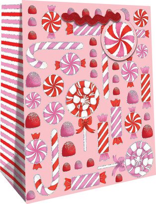 Tote Medium Vertical Peppermint Candy Canes Pink/Red
