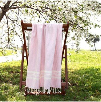 Luxe Herringbone Pestemal Beach Towel Powder Pink