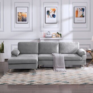 TOSWIN Modern Velvet Sectional Sofa with Removable Covers, Metal Legs, and Compressed Cushions