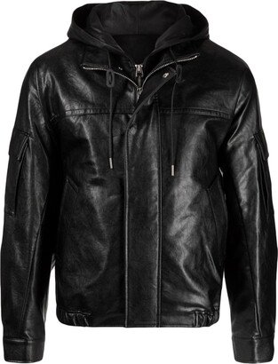 STUDIO TOMBOY Zip-Up Hooded Leather Jacket