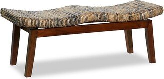 Primrose Valley Mahogany Wood & Banana Fiber Rectangular Bench