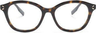 Tortoiseshell-Effect Round-Frame Glasses-AC