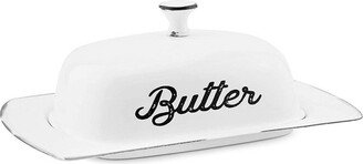 Auldhome Design-Enamelware Butter Dish with Cover White