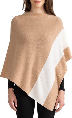 Colorblock Asymmetrical Cashmere Poncho