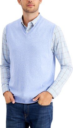 Men's Solid V-Neck Sweater Vest, Created for Macy's