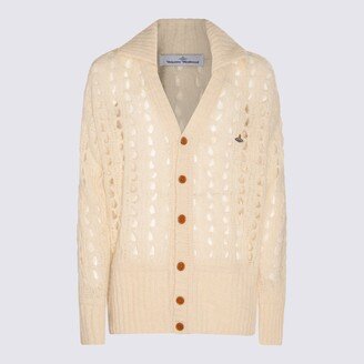 White Mohair And Wool Blend Orb Cardigan