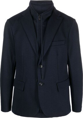 Zip-Up Single-Breasted Blazer