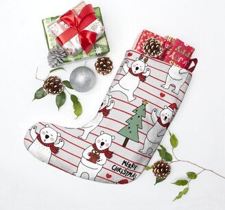 Dancing Polar Bears Christmas Stockings, Stocking, Holiday Children's Bear Christmas, Gift