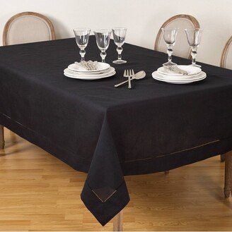 70x180 Tablecloth with Hemstitch Border Design Black - Saro Lifestyle