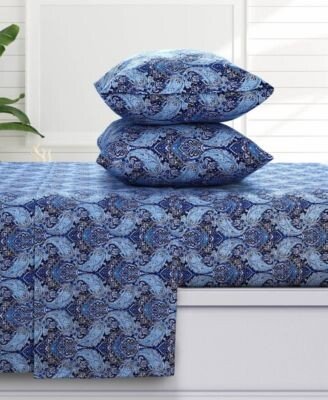 Azores Home Sofi Paisley 170 Gsm Flannel Extra Deep Pocket Sheet Set