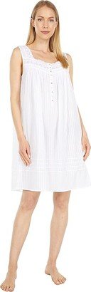 Cotton Dobby Stripe Woven Sleeveless Chemise (White) Women's Pajama