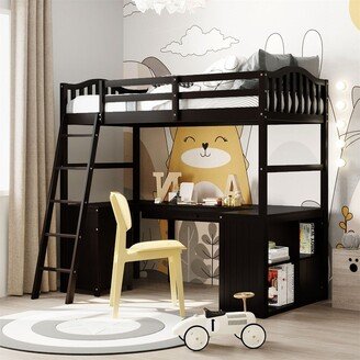 Twin Loft Bed with Drawers, Cabinet, Shelves and Desk