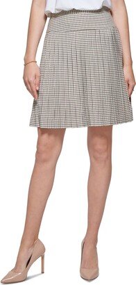 Womens Glen Plaid Above Knee Pleated Skirt