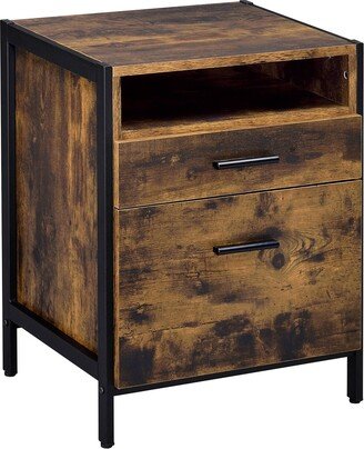 CDecor Garrett Rustic Oak and Black 2-drawer Nightstand