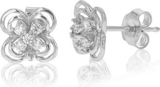Vir Jewels 1/5 cttw Round Lab Grown Diamond Stud Earrings .925 Sterling Silver Prong Set Floral Design