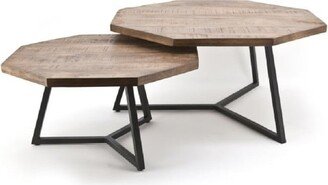 By-Boo Zig-Zag Octagonal Wooden Nested Coffee Table Set