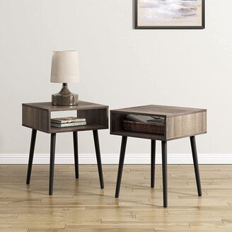 Wampat Nightstand Set of 2, Modern End Table with Open Storage