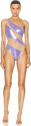 Snake Mesh Mio Swimsuit in Purple