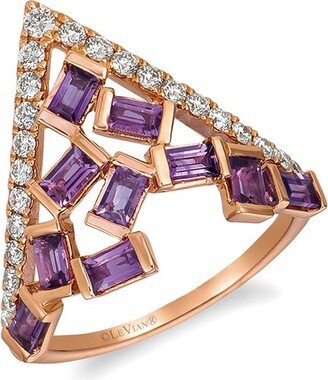 Baguette Frenzy 14K Rose Gold 1.23 Ct. Tw. Diamond & Amethyst Half-Eternity Ring