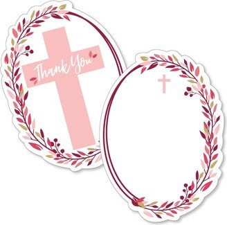 Big Dot Of Happiness Pink Elegant Cross - Religious Shaped Thank You Note Cards with Envelopes 12 Ct