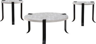 3pc Kriden Coffee Table with 2 End Tables Set Black/Antique White - HOMES: Inside + Out